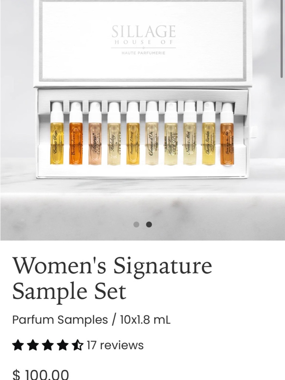 New Sillage House of Women’s Signature Sample Set — White/Gold
